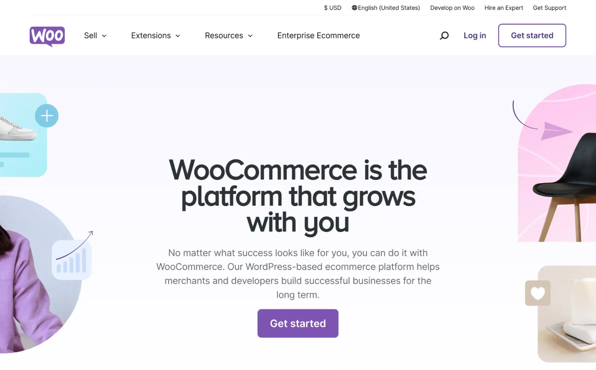 best SaaS website design example: woocommerce