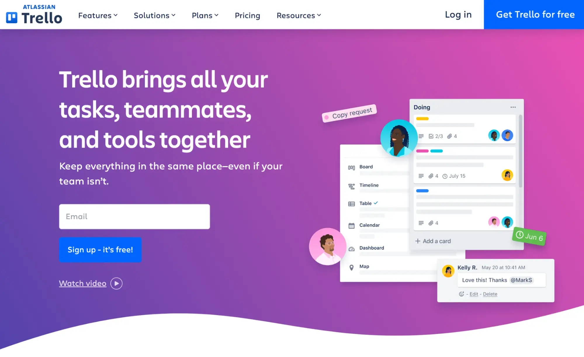 best SaaS website design example: trello