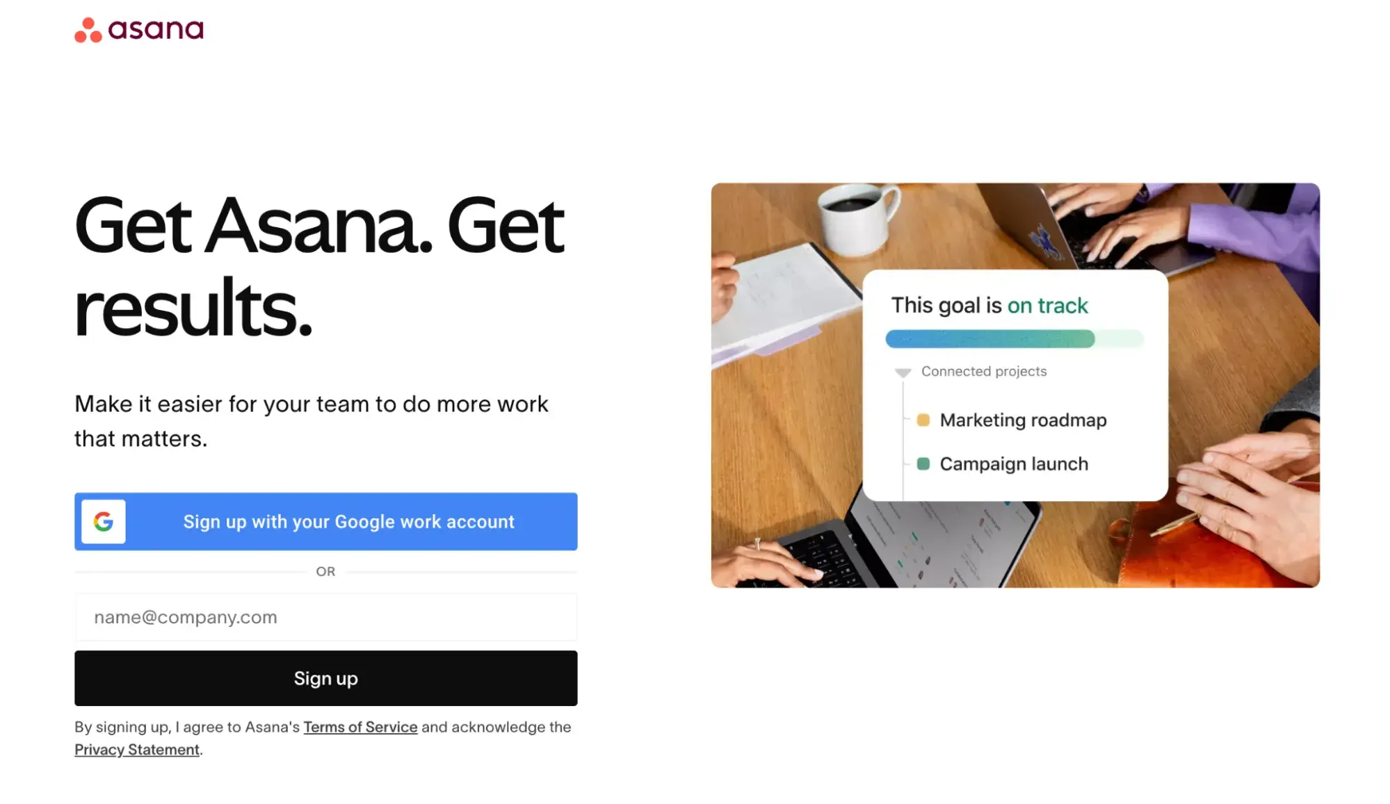 best SaaS website design example: asana