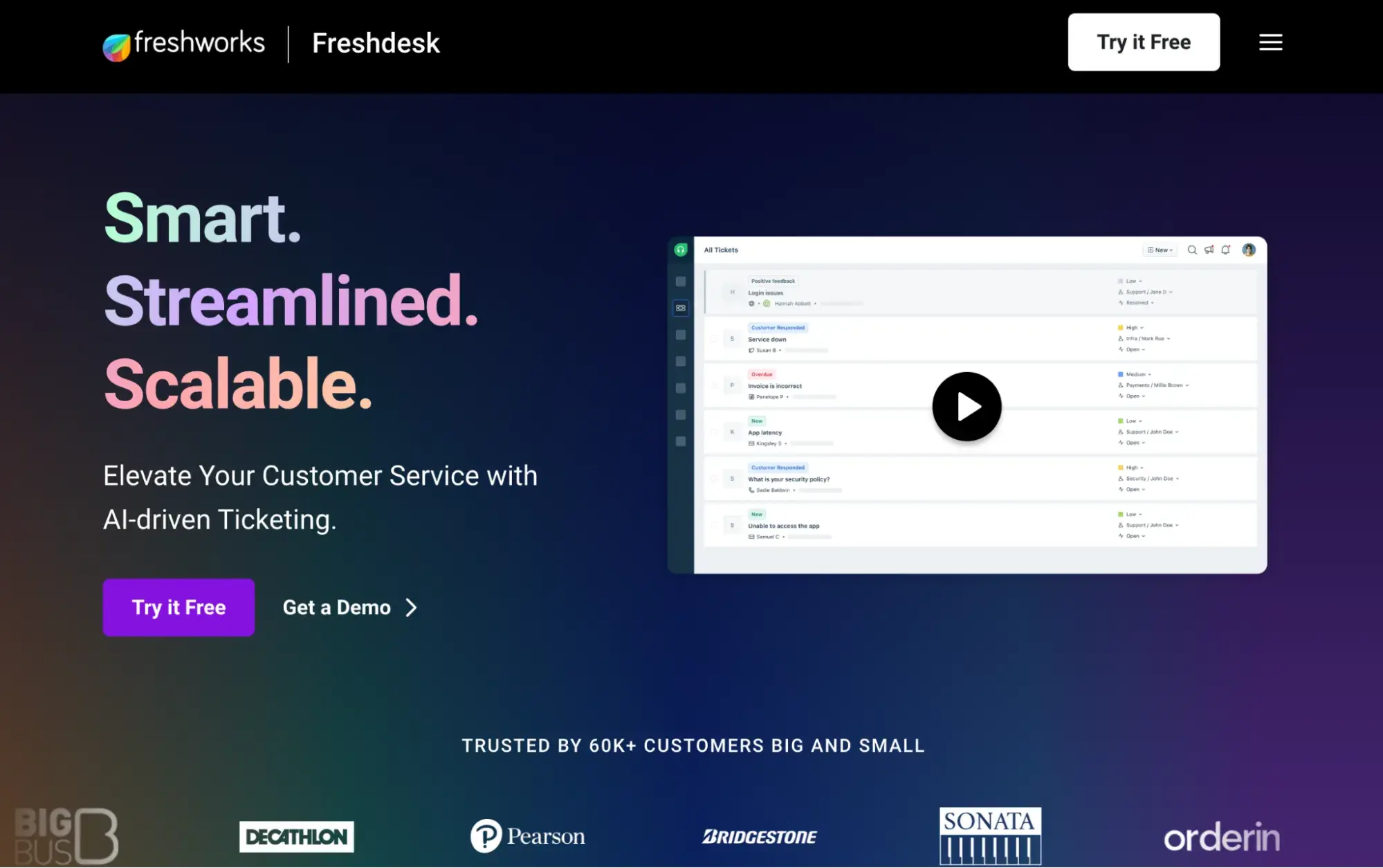 best SaaS website design example: freshdesk