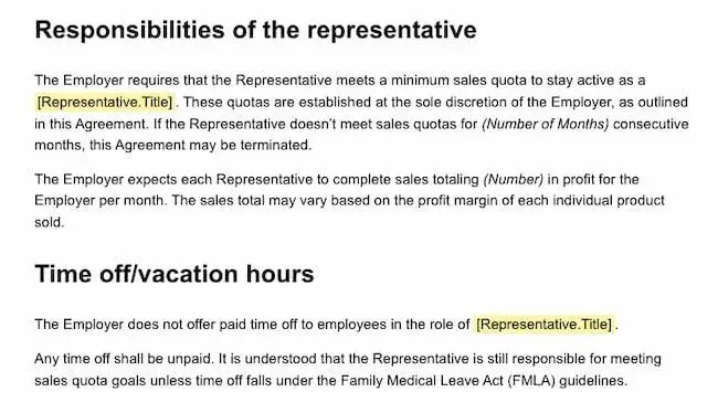 sales commission agreement template from pandadoc