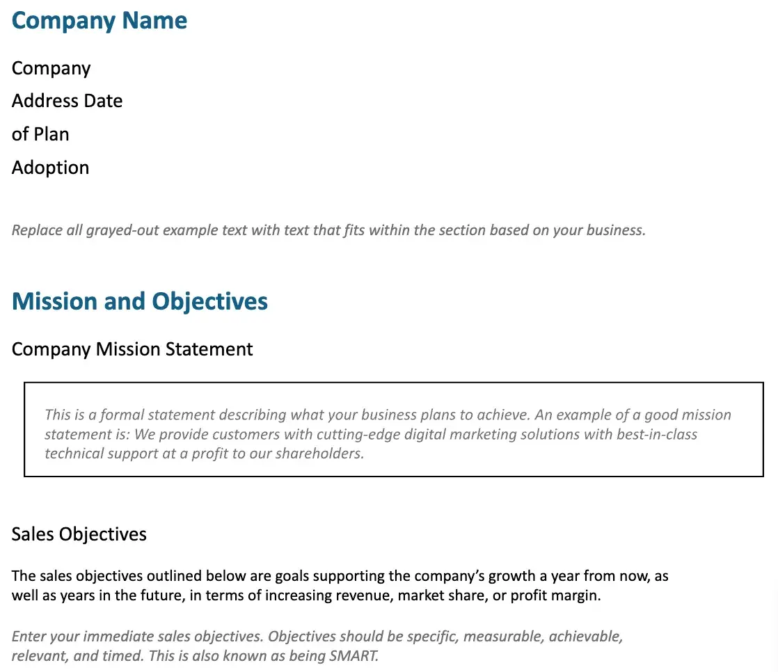 sales planning process, sales plan template from FitSmallBusiness