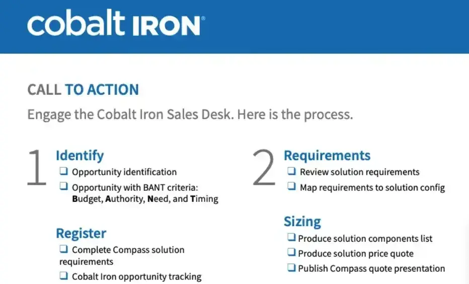 sales playbook example from cobalt iron