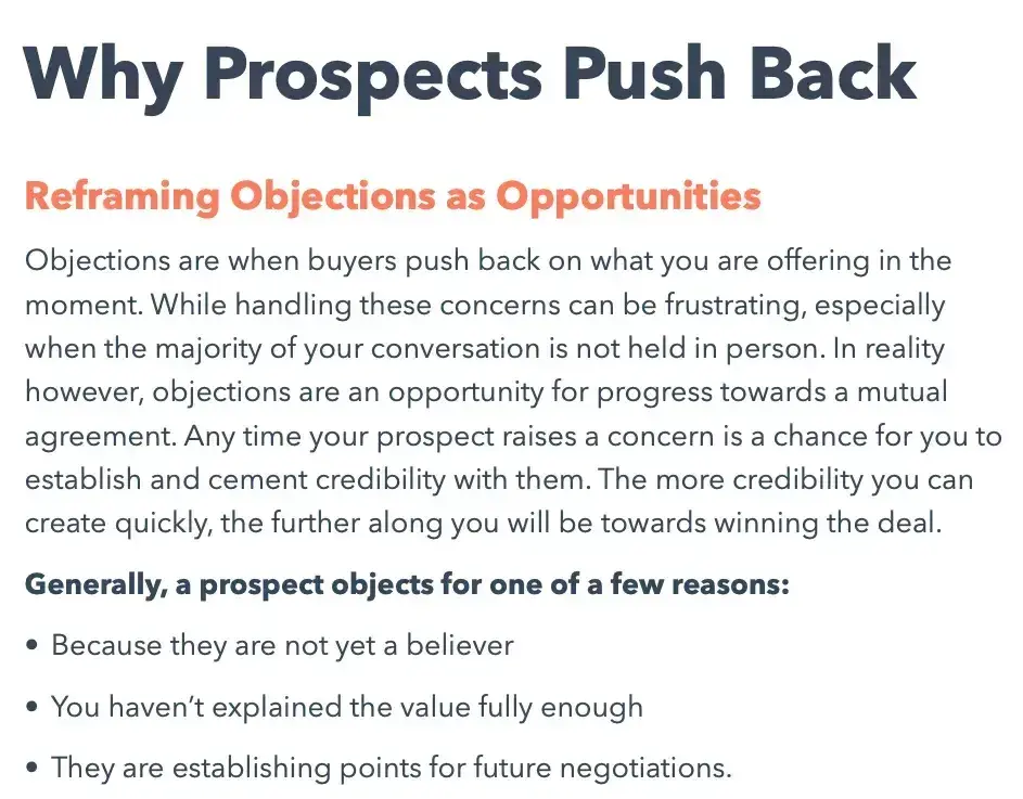 sales playbook prospecting and objective handling templates