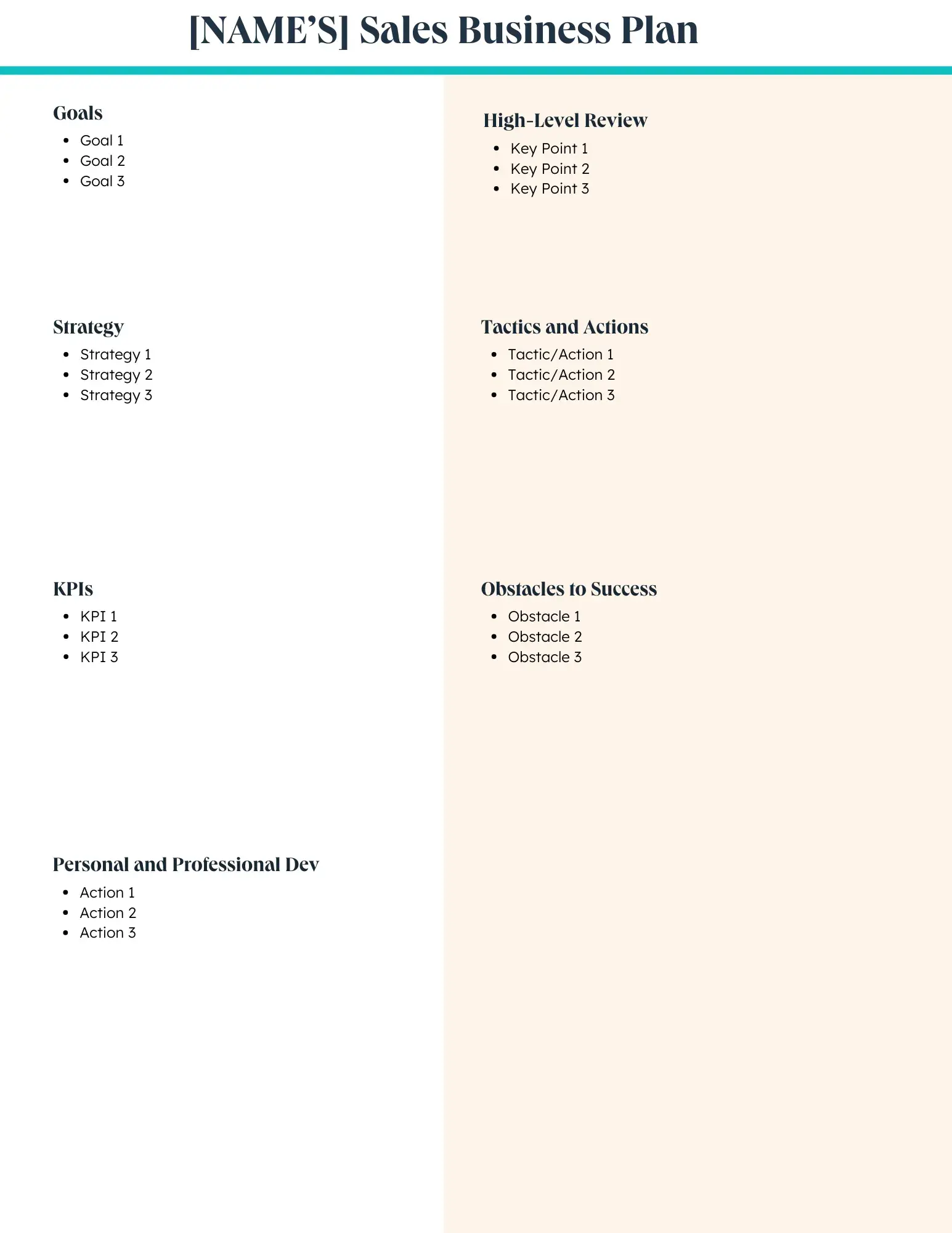 sales business plan template