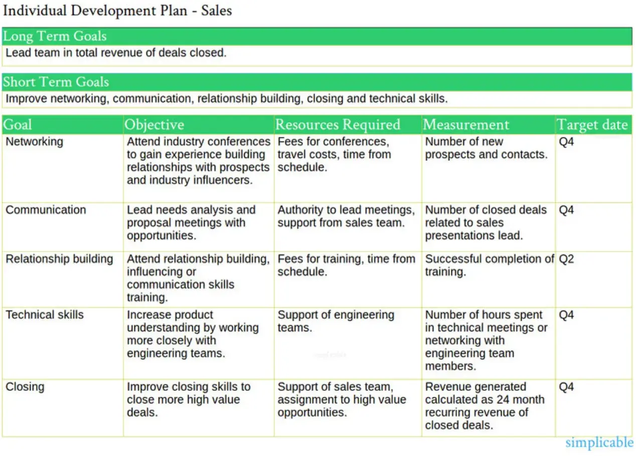 sales rep business plan individual development sales business plan template