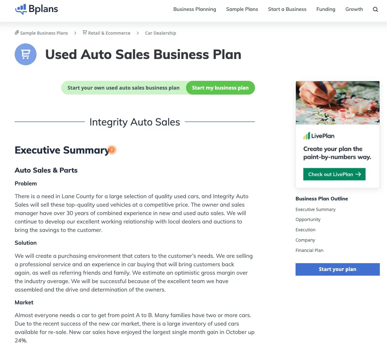 sales rep business plan automotive sales business plan template