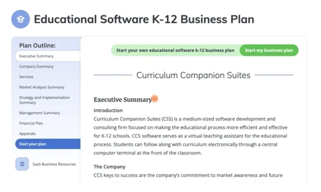 CCS business plan example