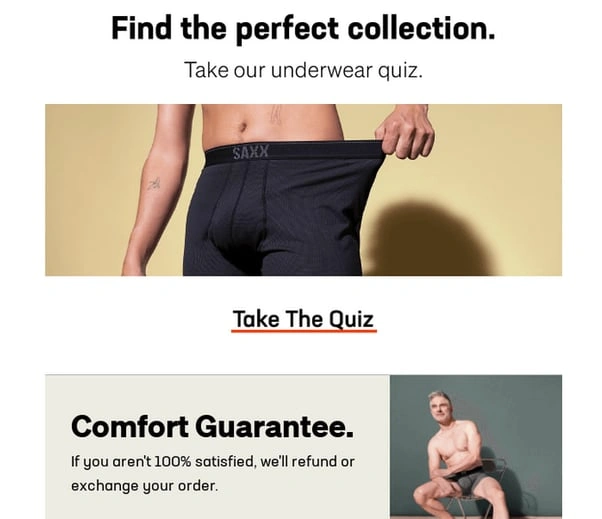 Saxx Underwear welcome email