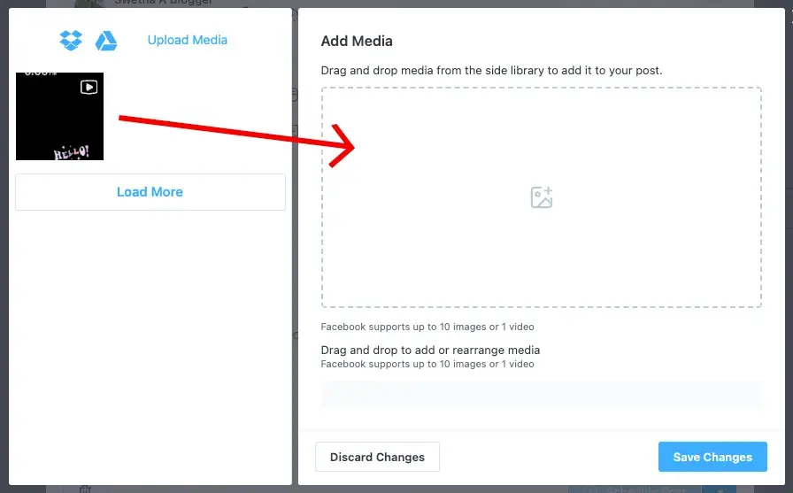 scheduling instagram reel: Drag the previously-uploaded reel into the post.