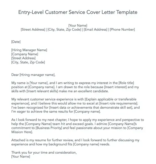 A short cover letter for customer service highlighting relevant skills and enthusiasm for the role.