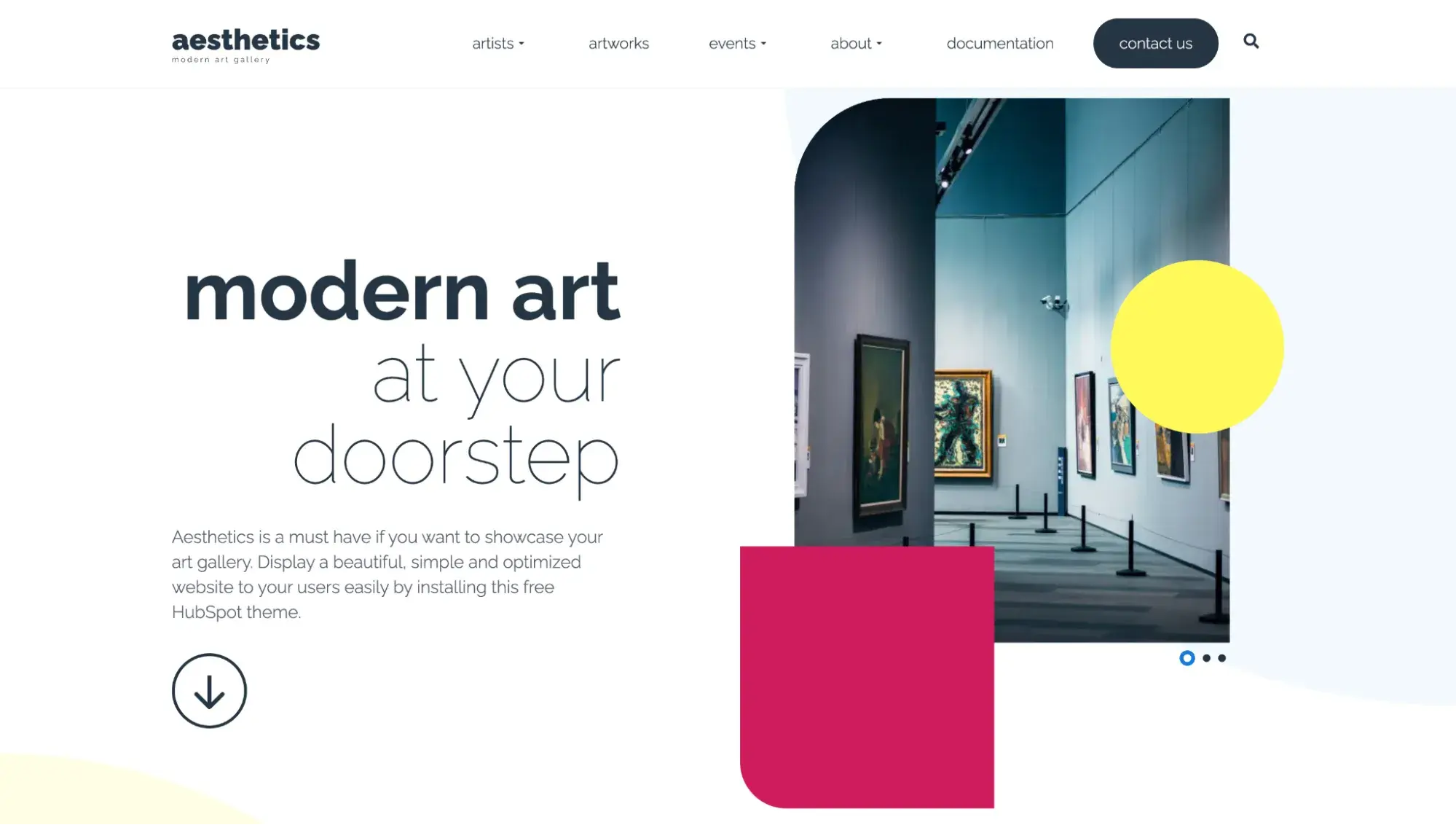 screenshot of the simple website template aesthetics