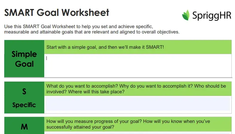 SpriggHR’s SMART Goal template