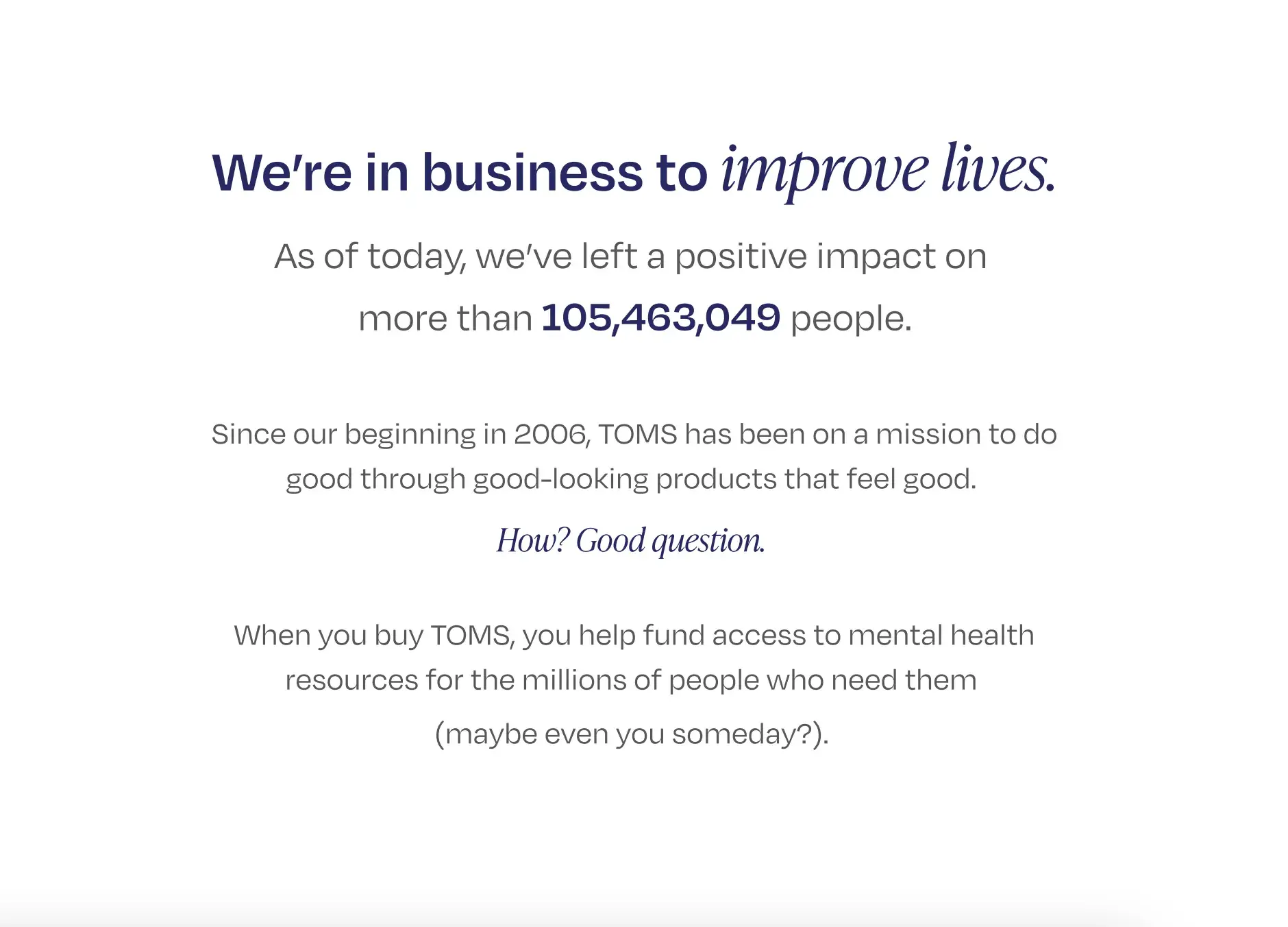 a screenshot from toms' impact report