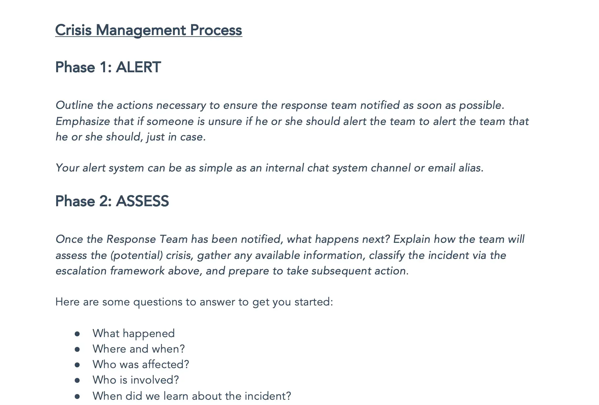 Crisis management process