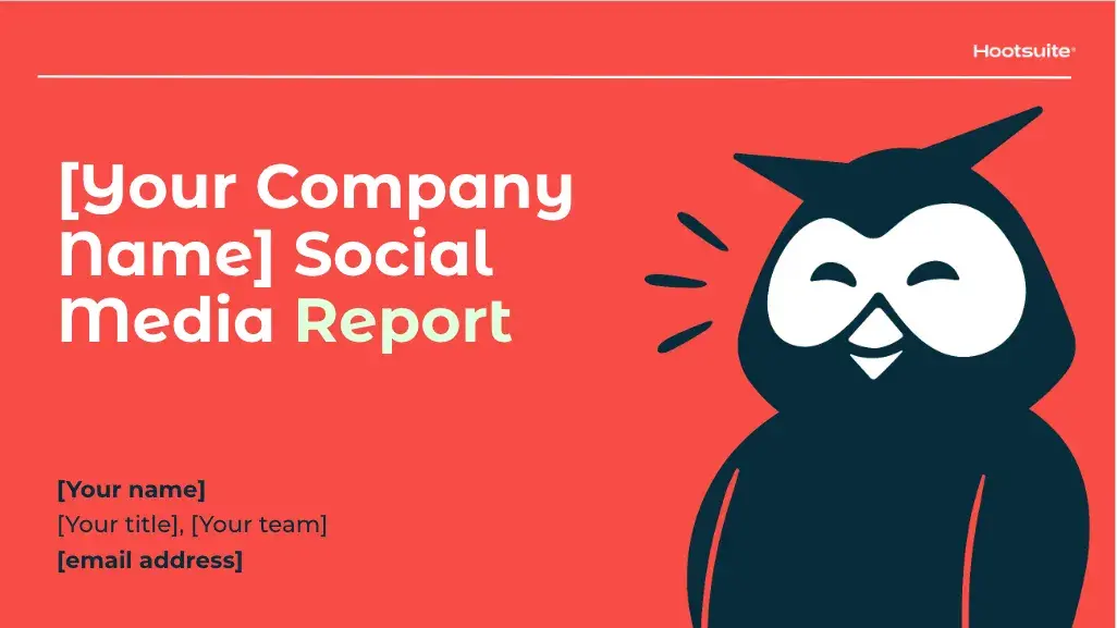 screenshot of the cover slide in hootsuite’s social media report template