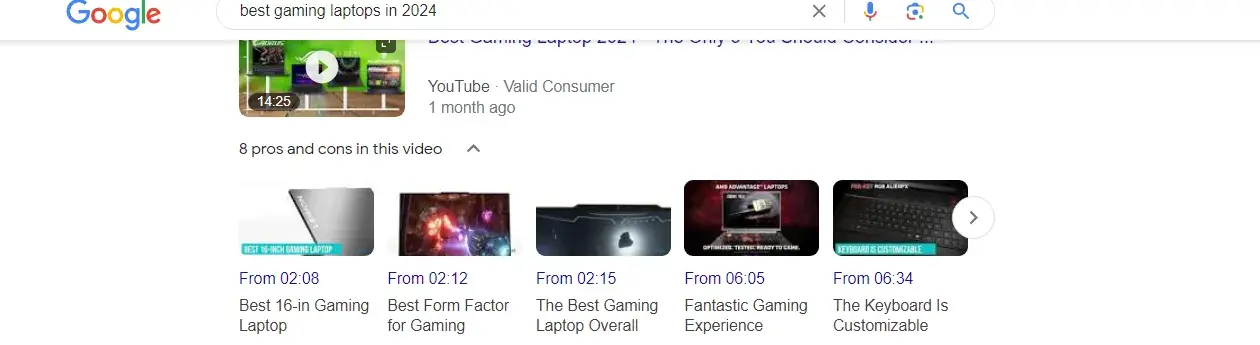 Screenshot of Google search