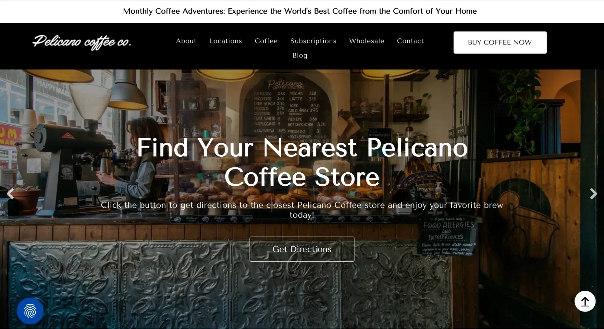 A website made on Wix, a Squarespace alternative https://www.pelicanocoffee.com/