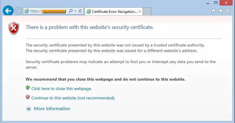 Screenshot of “ERR_SSL_PROTOCOL_ERROR” message on Internet Explorer