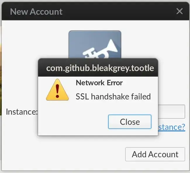 dialog box showing what an SSL handshake failed error looks like