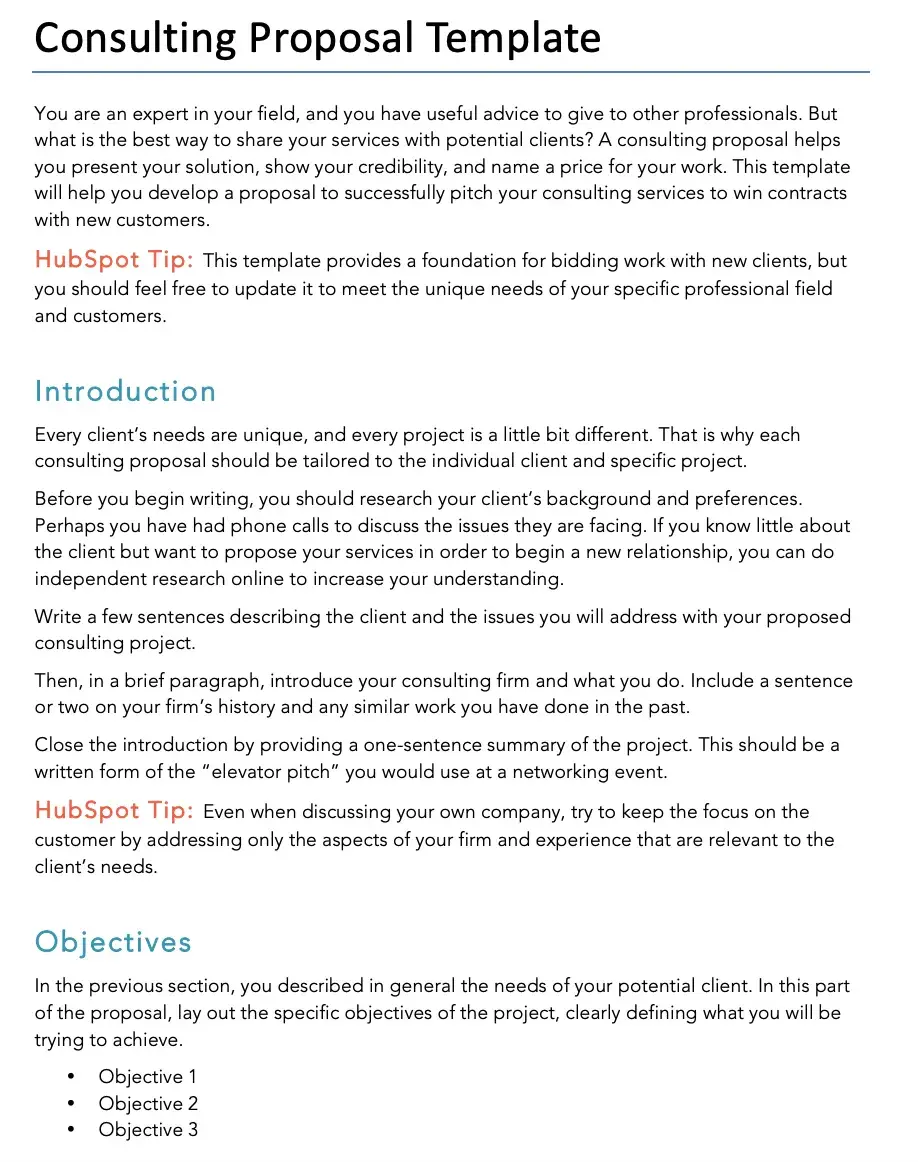 statement of work consulting proposal template for level of effort sow