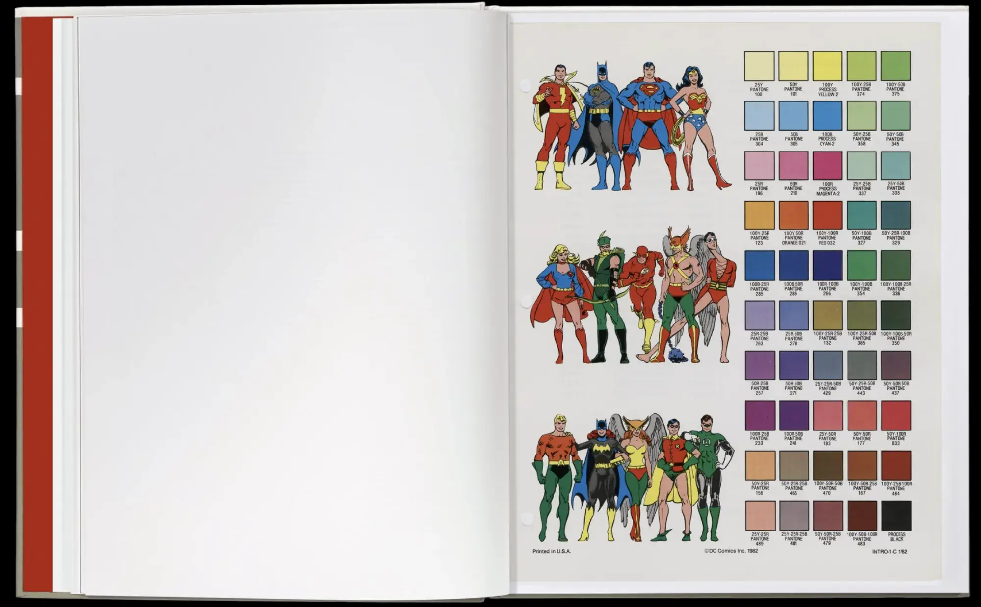 Superheroes and their corresponding color palettes.