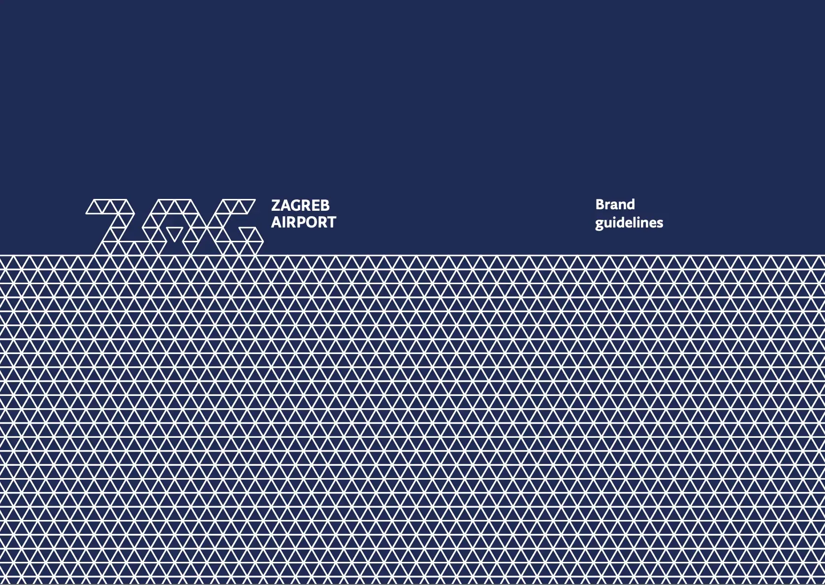 Cover of Zagreb Airport style guide, made up of tiny white triangles on a dark blue background.