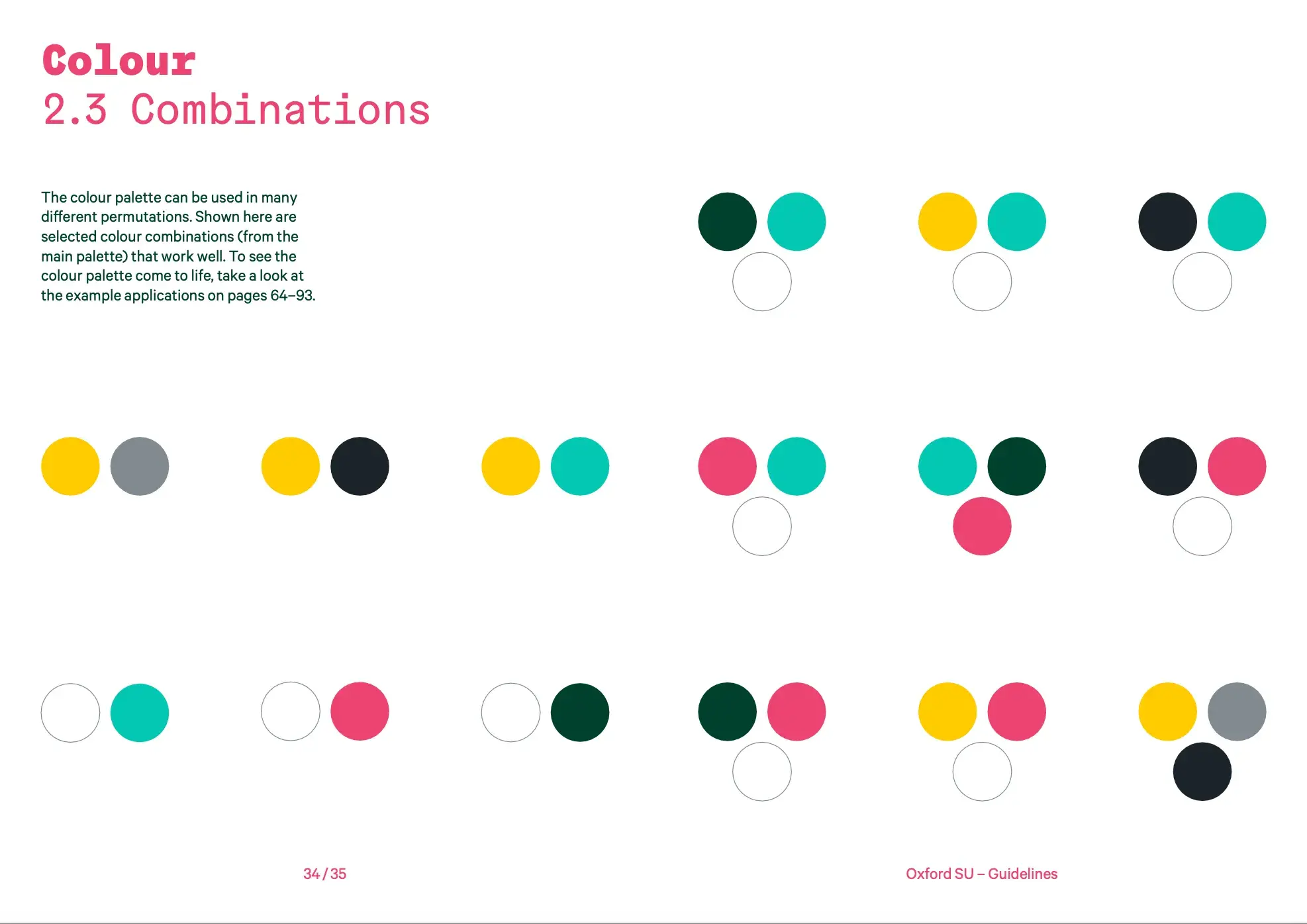 Acceptable color combinations for Oxford Student Union.