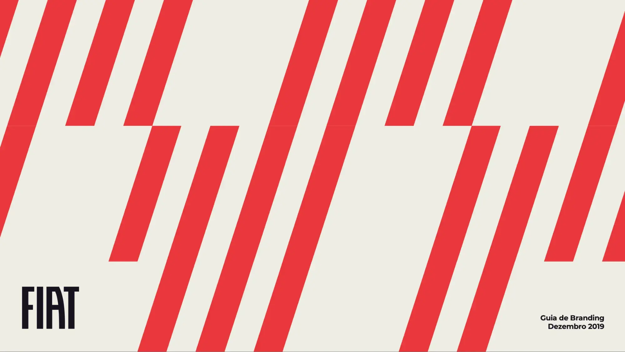 Cover of Fiat 2019 style guide. Off-white background with red diagonal lines of varying lengths.