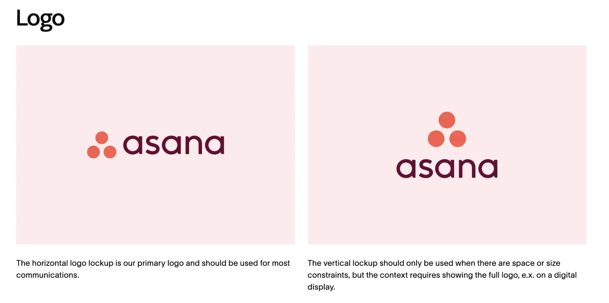 Horizontally and vertically aligned Asana logos.