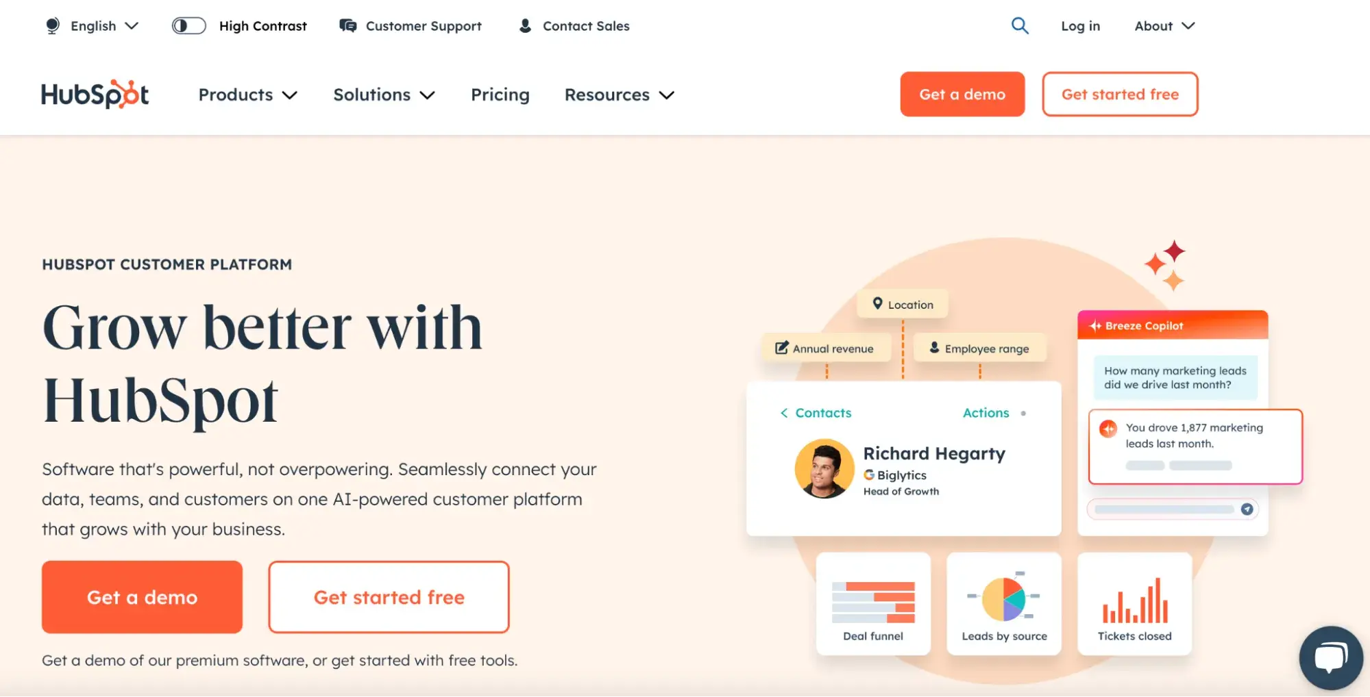 CTA to sign up for HubSpot, a subscription business model