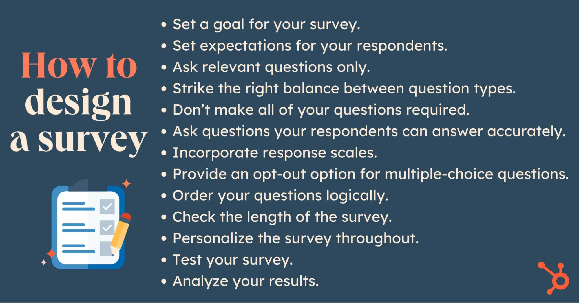 list of how to design a survey