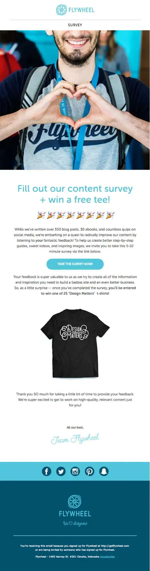 Flywheel survey email subject line