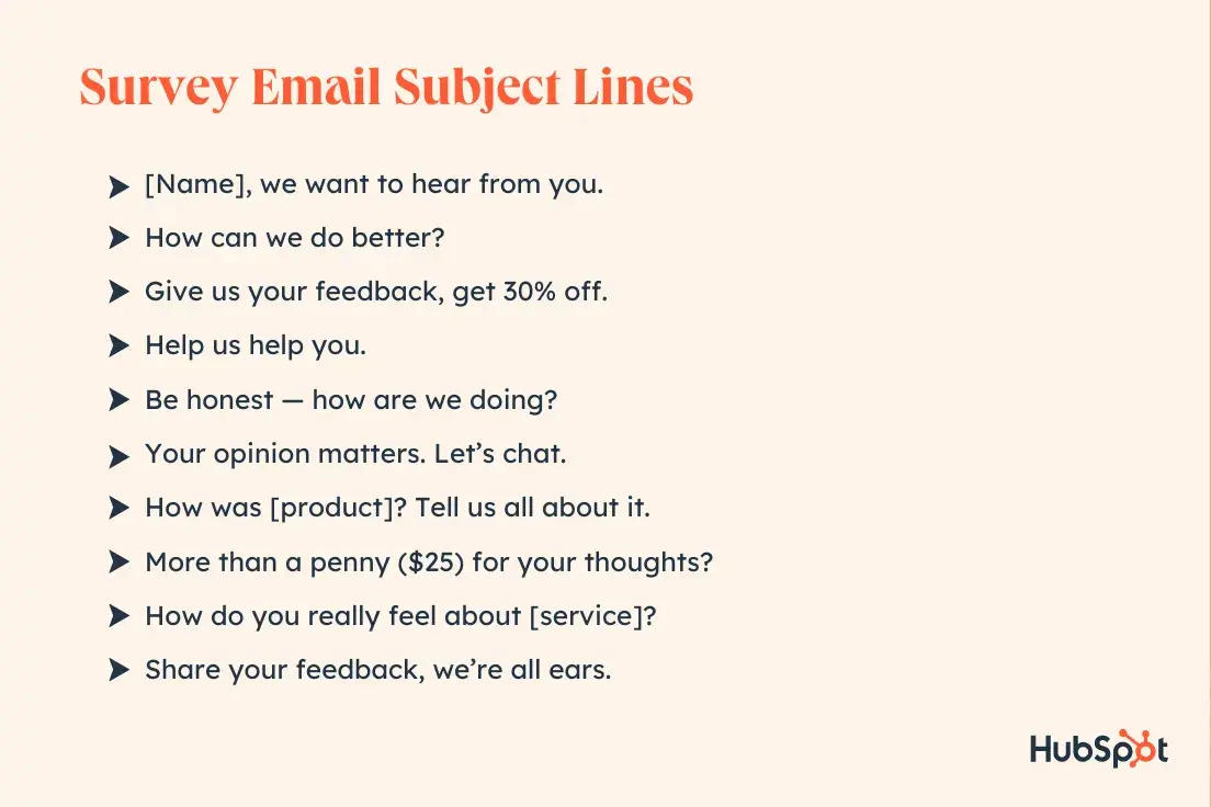 List of survey email subject lines 