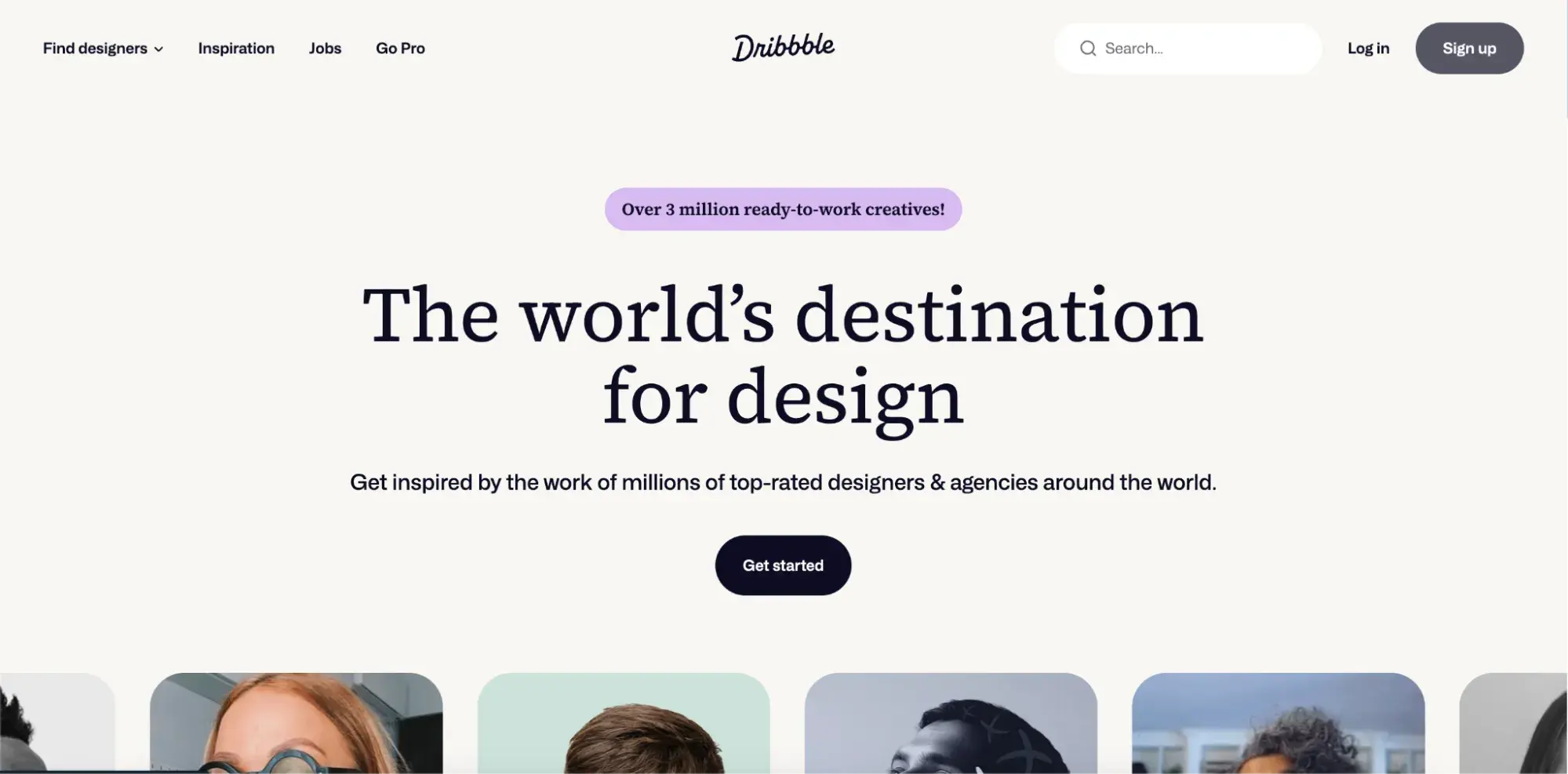 tech website design: Screenshot of Dribbble’s website