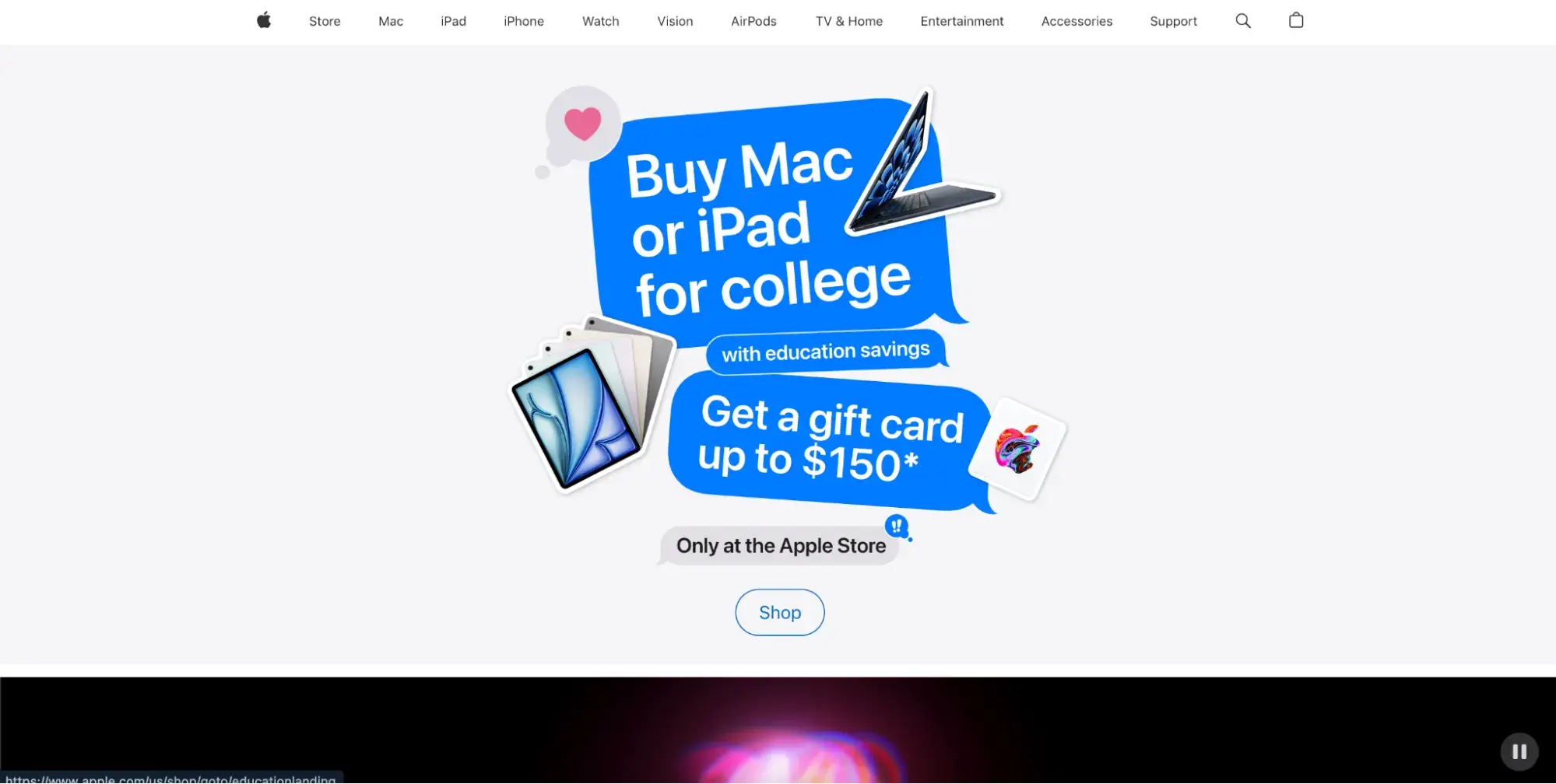 tech website design: Screenshot of Apple’s website