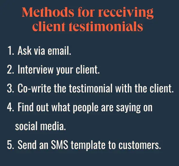 methods for receiving client testimonials