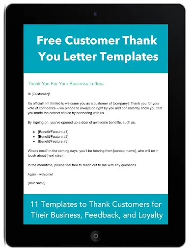 customer thank you letter templates