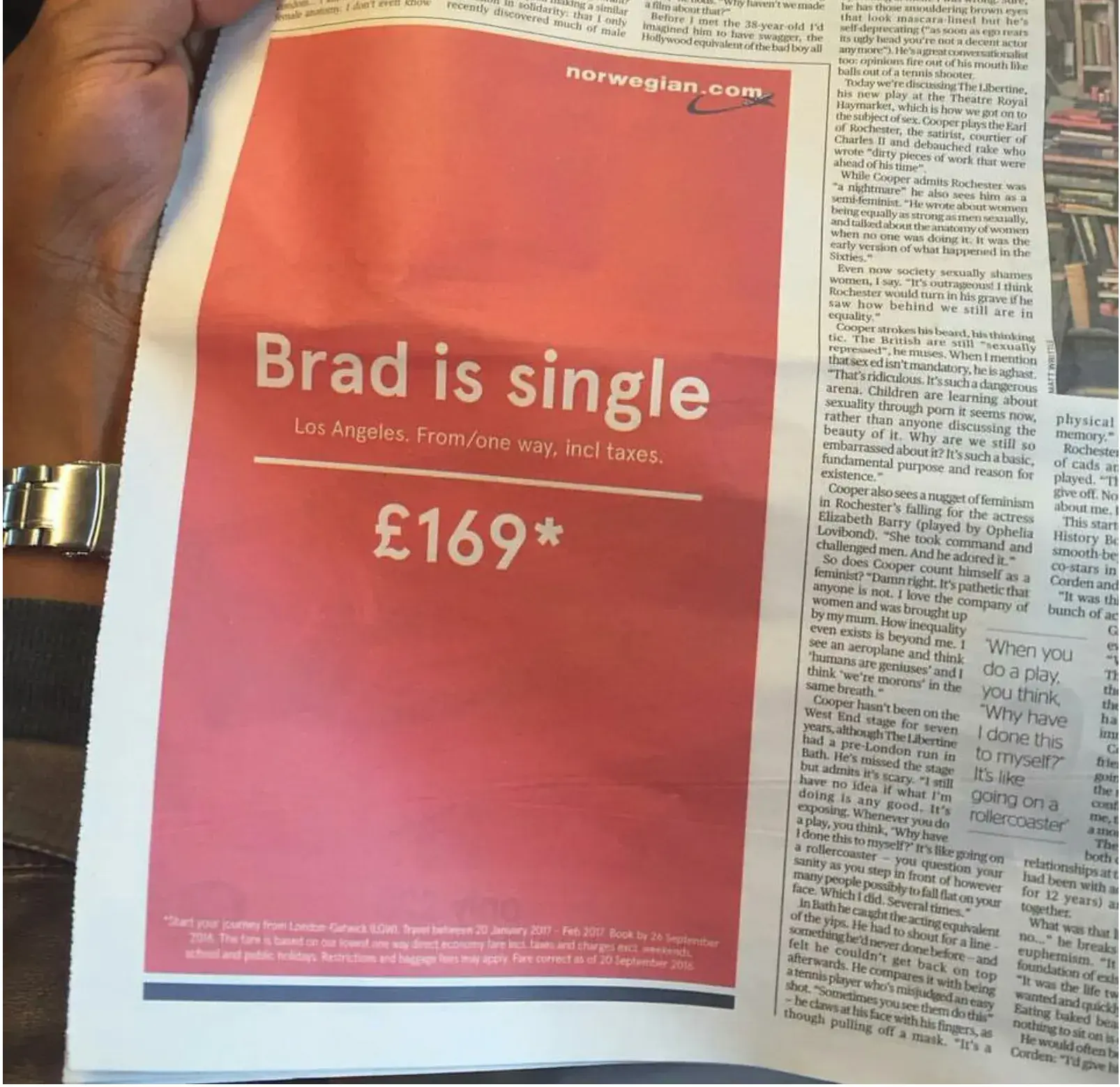 Traditional Marketing vs. Digital Marketing, Norwegian Airlines Print Ad