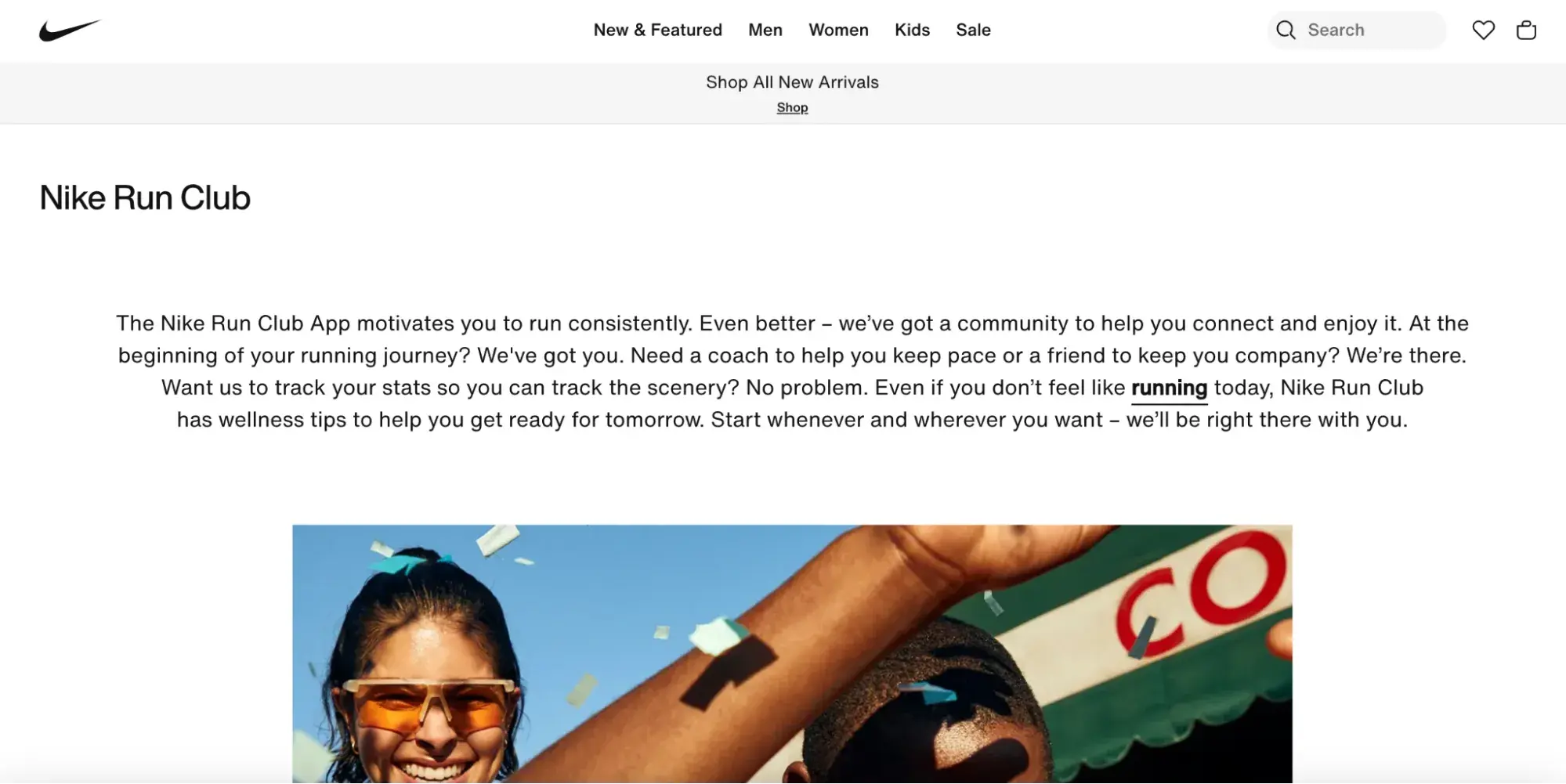 types of community management, engagement community example, Nike Run Club homepage