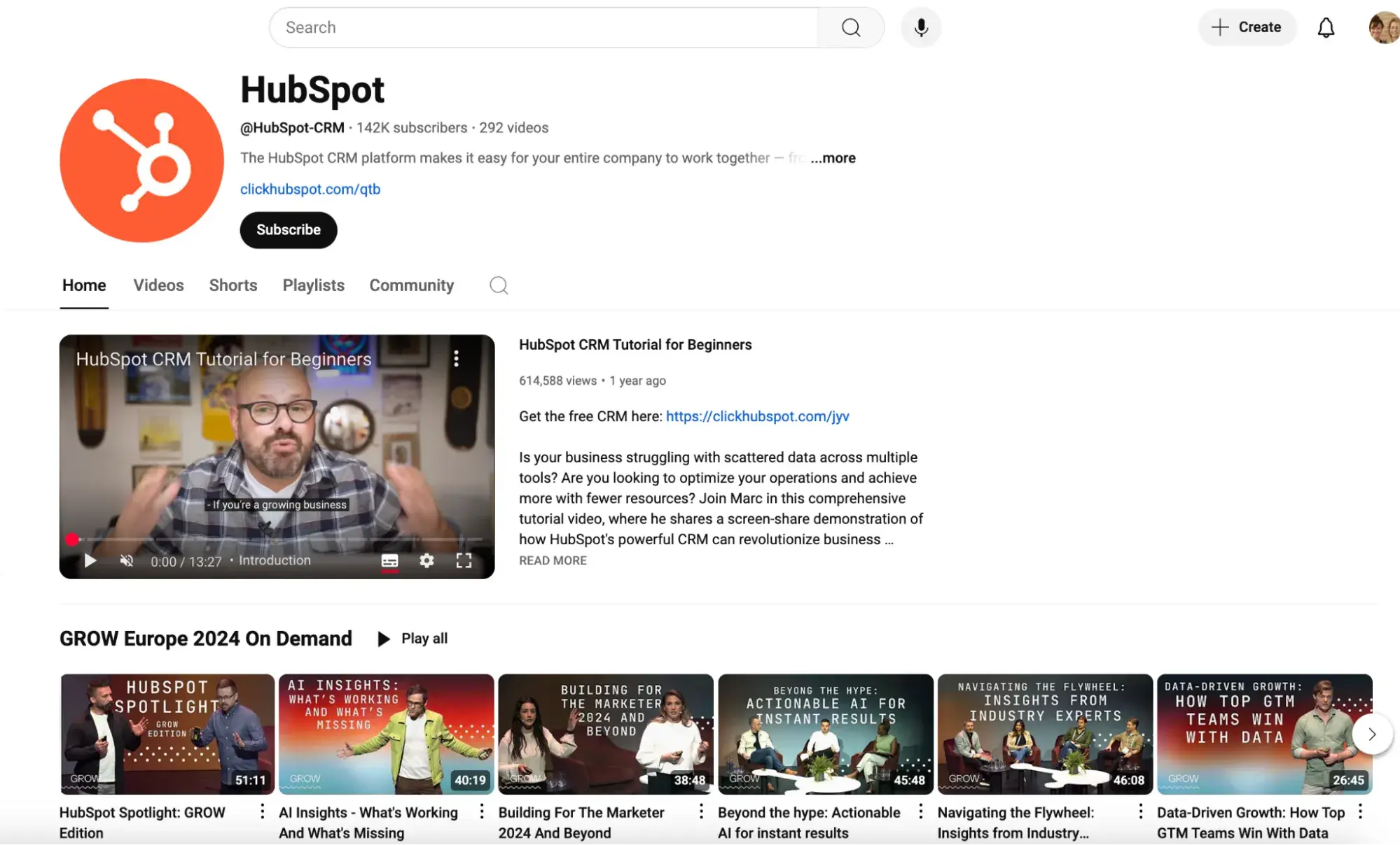 types of marketing; hubspot’s youtube channel as an example of using video marketing to engage with audiences