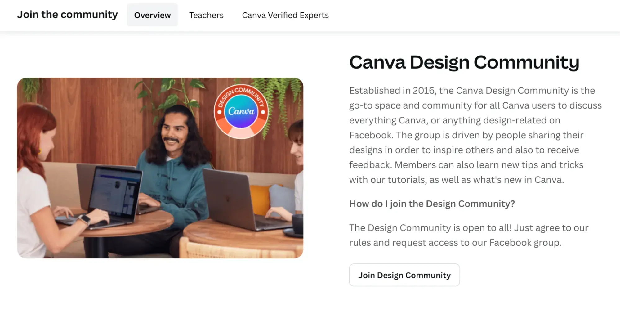 Types of Online Communities, Brand Community Examples, Canva Design Community Homepage