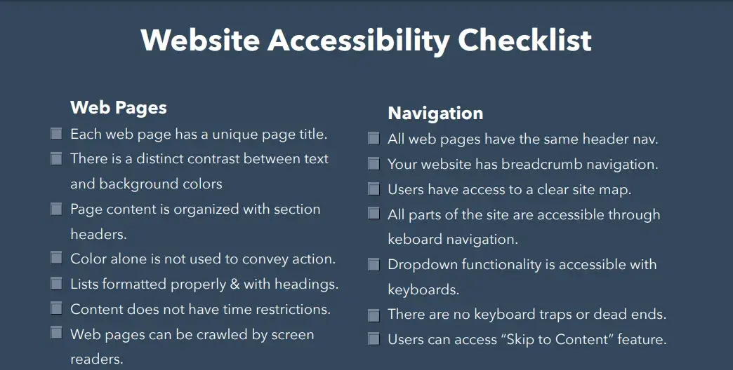 HubSpot Website Accessibility Checklist 