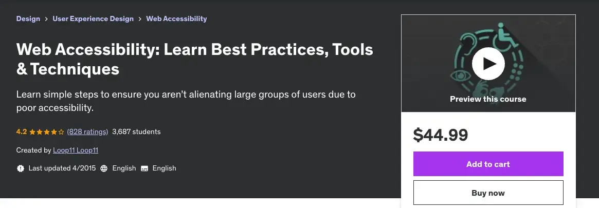 Web Accessibility Course - Udemy - Web Accessibility: Learn Best Practices, Tools & Techniques
