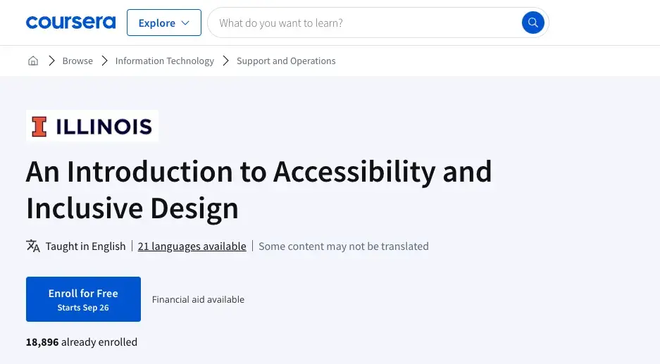 Web Accessibility Course - Coursera: An Introduction to Accessibility and Inclusive Design 