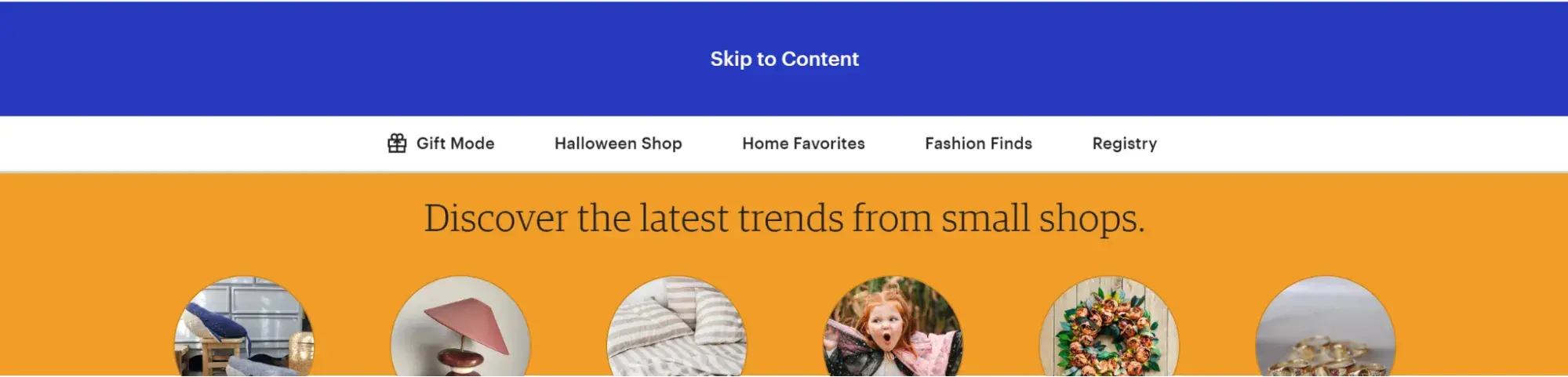 Etsy Ecommerce Site Skip Content