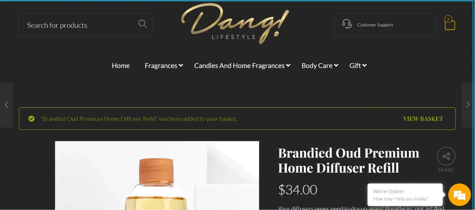 Dang! Lifestyle Brandied Oud Premium Home Diffuser Refill