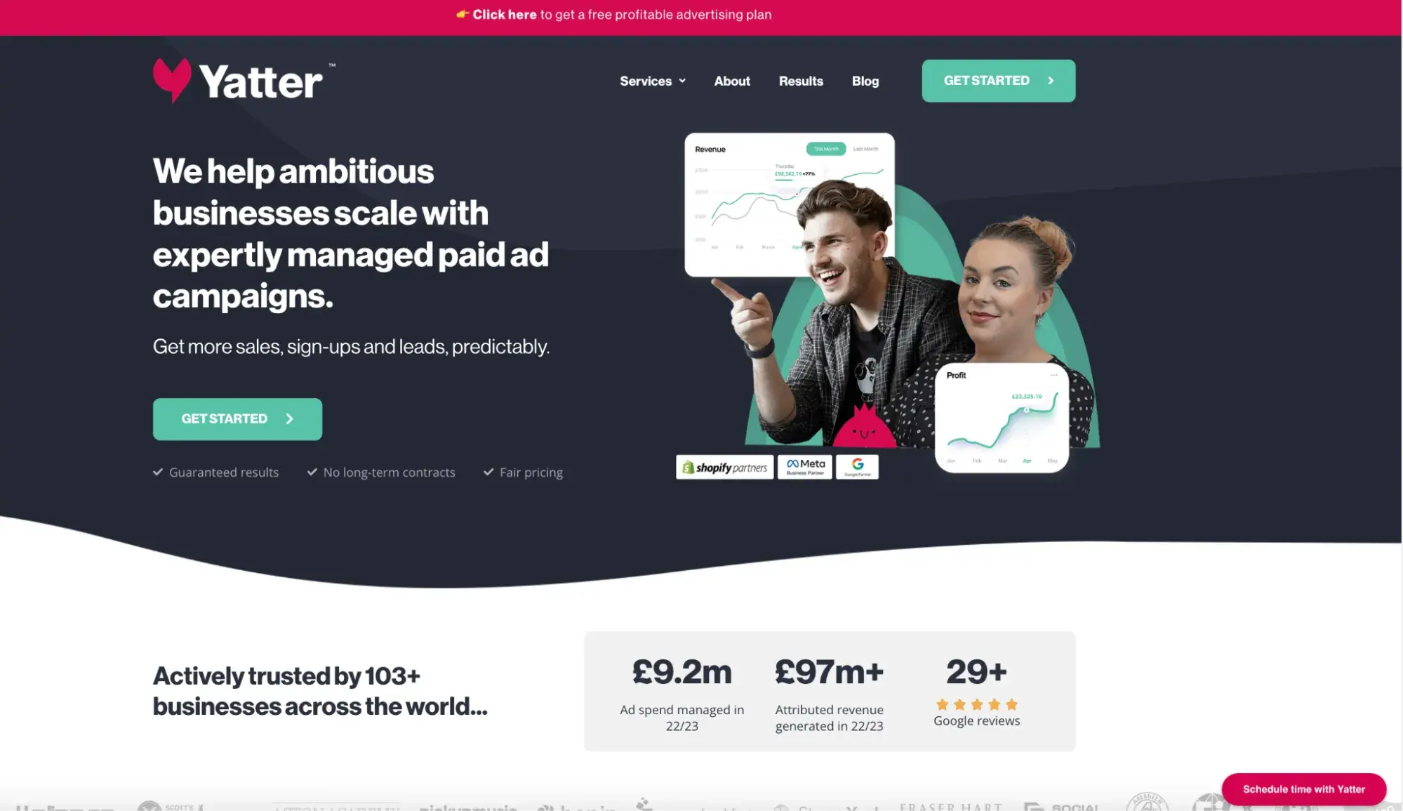 marketing and web design example, Yatter homepage