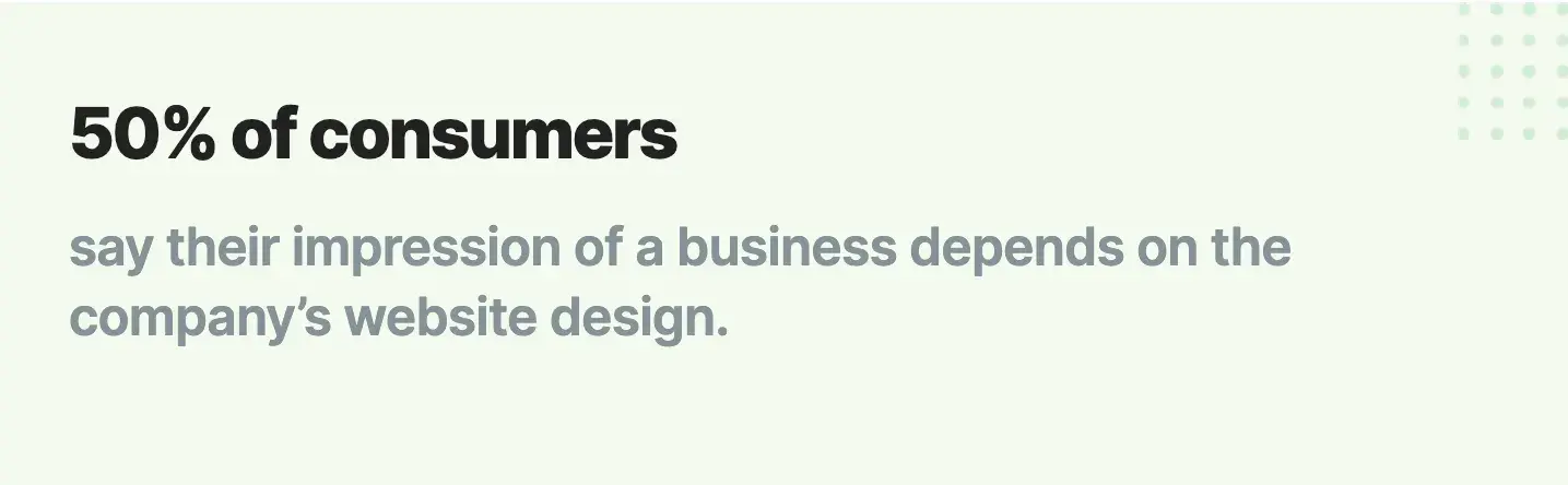 web design and marketing, 50% of consumers judge a business by its website design.