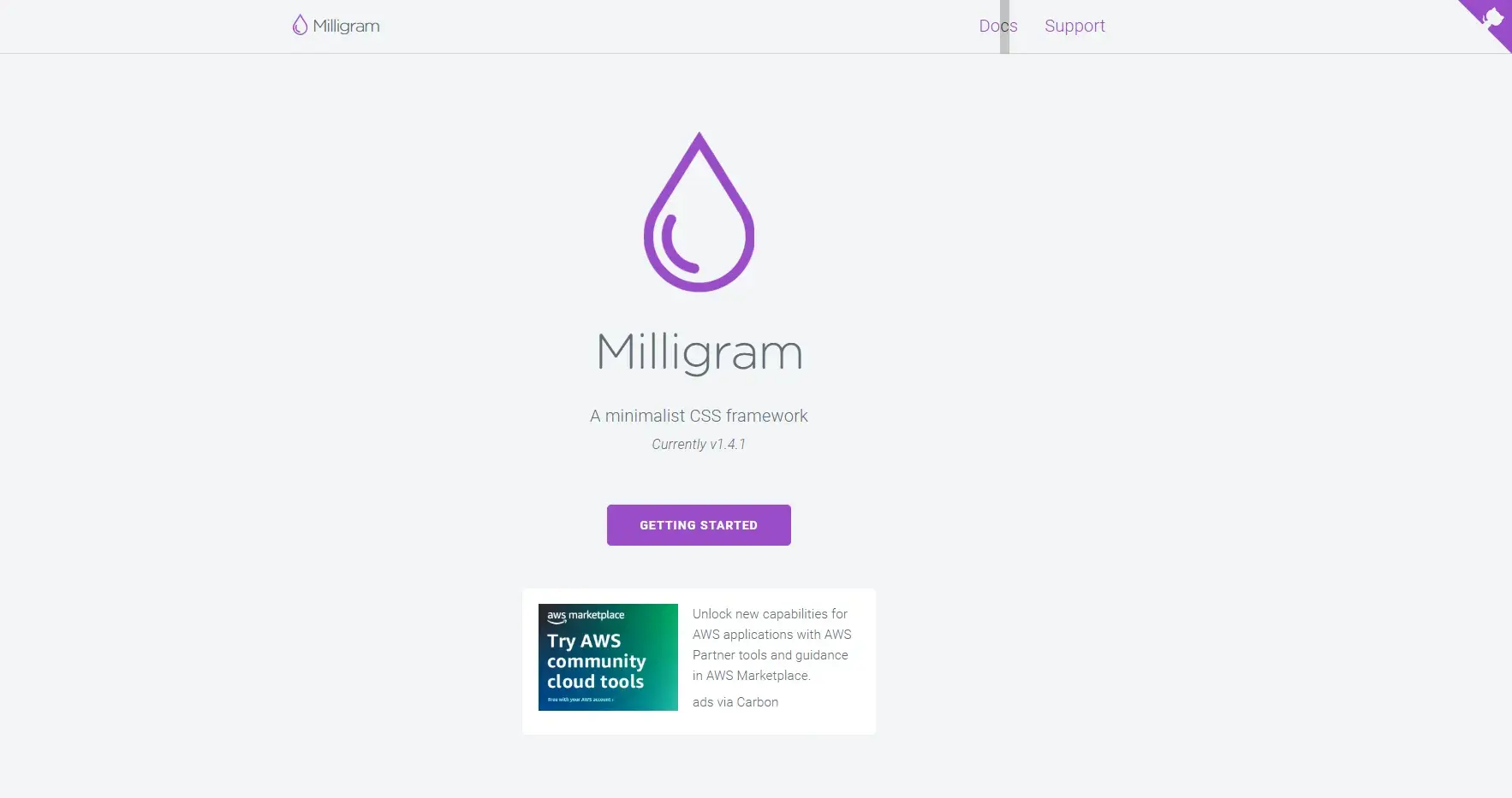 best web design frameworks: milligram